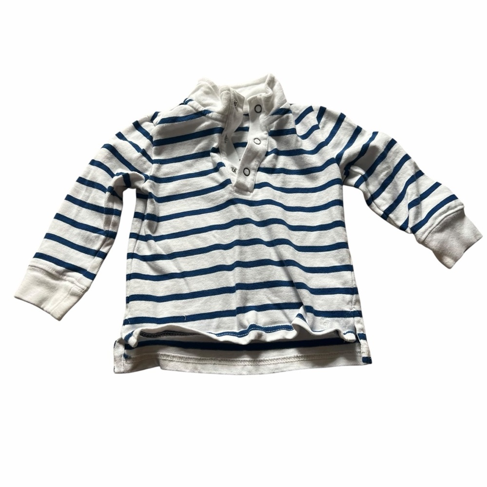 Janie and Jack Navy and White Striped Button Down Shirt